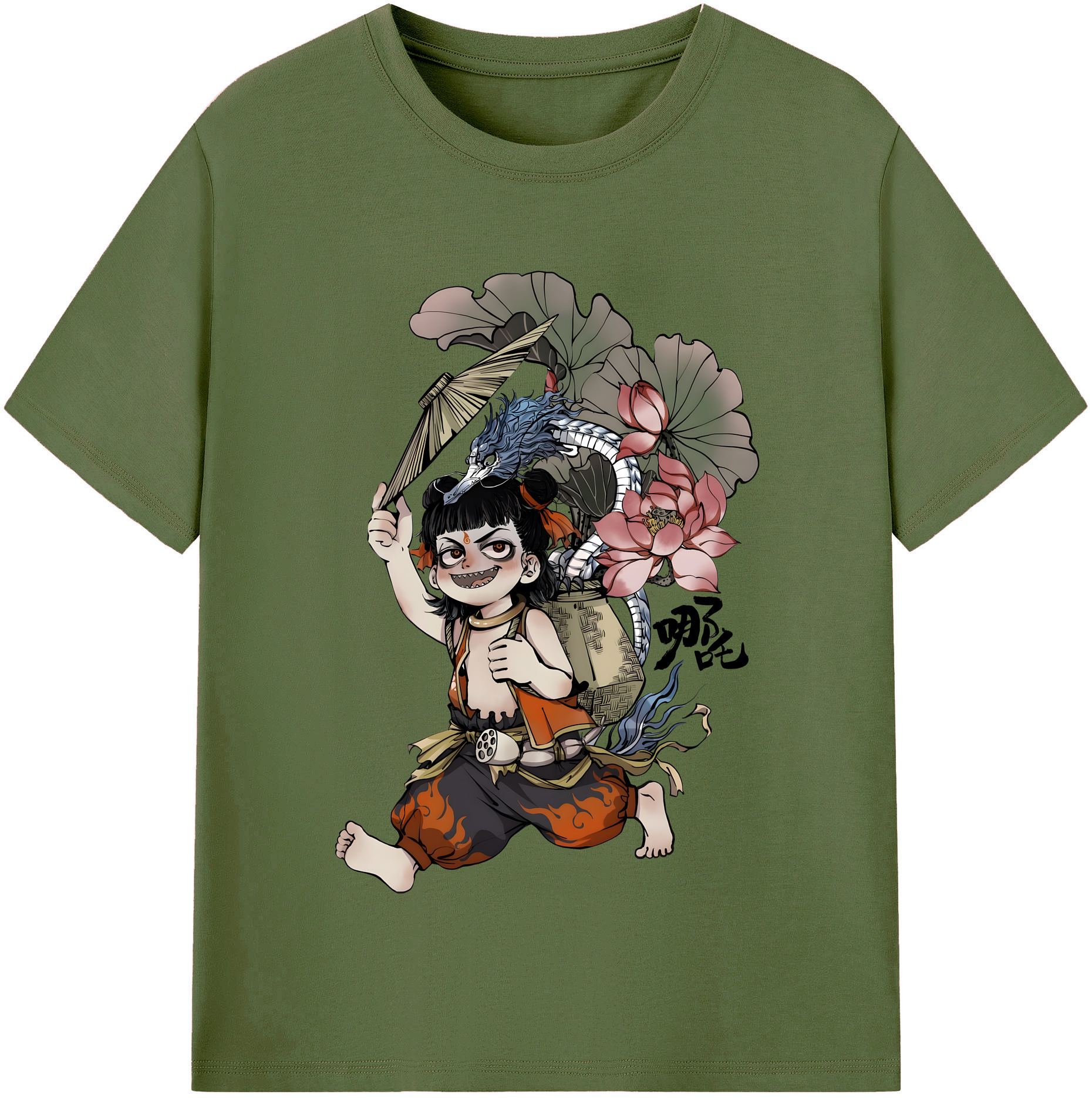 （画像用） Ne Zha 2 ナタ 魔童の大暴れ 綿100％半袖Tシャツ（フロントプリント）